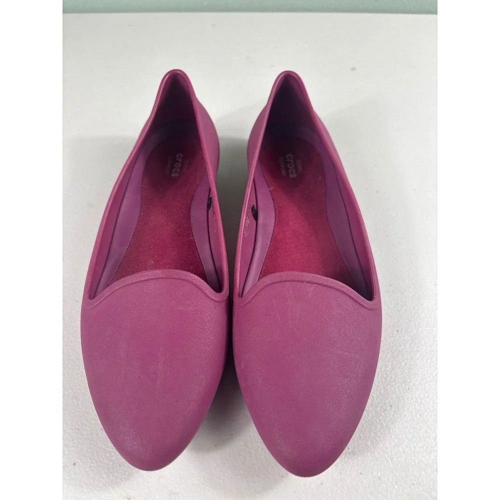 Crocs Women's Size 8 Magenta Slip On‎ Ballet Flats Iconic Comfort Shoes Clogs